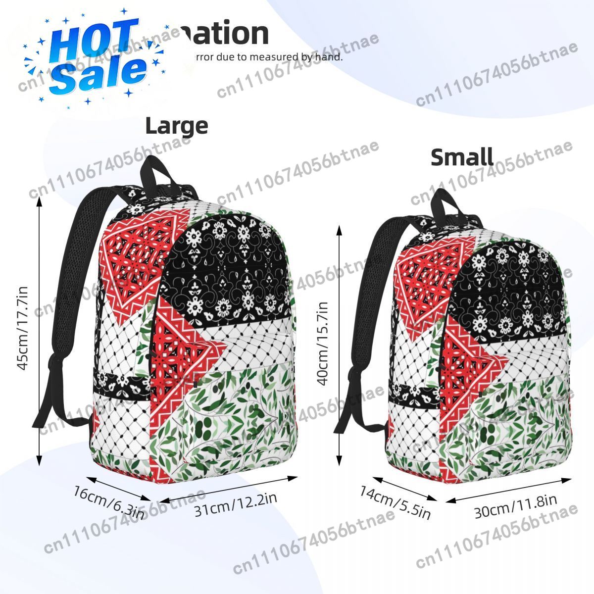 Palestinian Flag With Patterns - đánh giá và giá Canvas Backpack Casual
